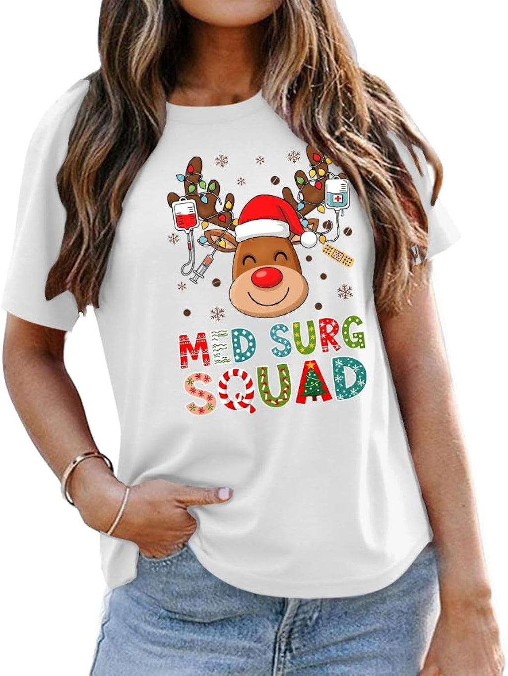Med-Surg Nurse Christmas Shirt, Christmas Nurse Shirt Women Crewneck & Vneck Tee