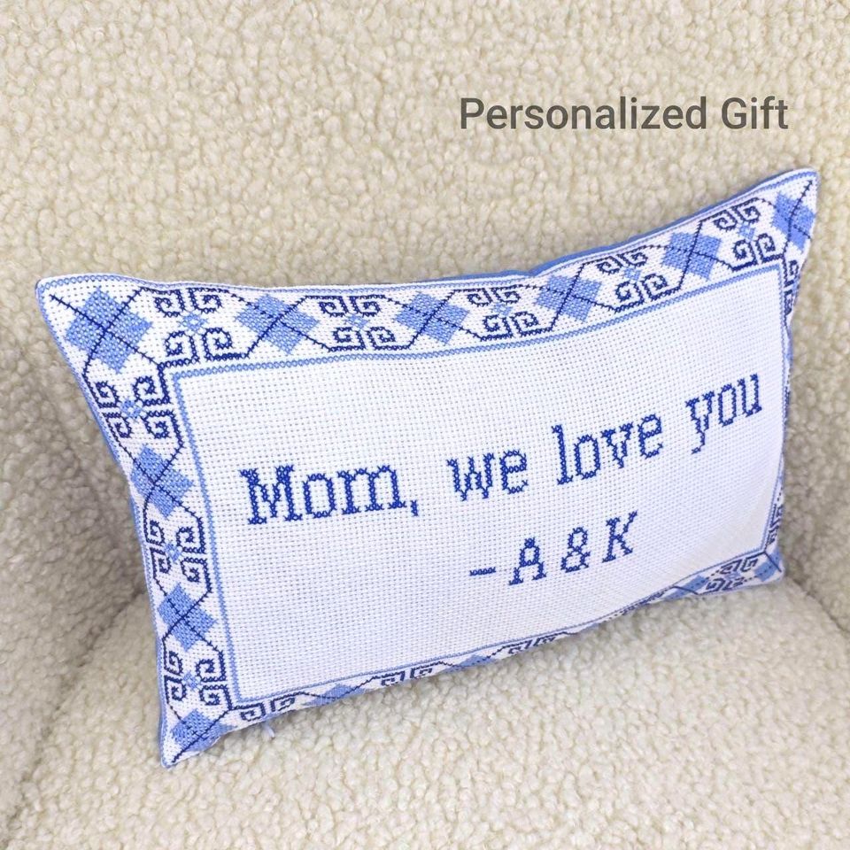Custom Embroidered Pillow Cover, Personalized Cushion - Best Gift for Dad
