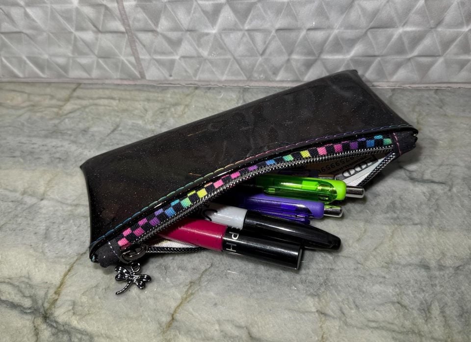 Transparent Black Glitter Pouch