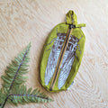 Cicada zipper pouch: hand screenprinted cotton canvas pencil bug insect bag stocking stuffer