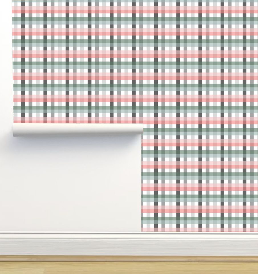 Preppy Plaid Peel and Stick Luxury Wallpaper by Lisee Ree