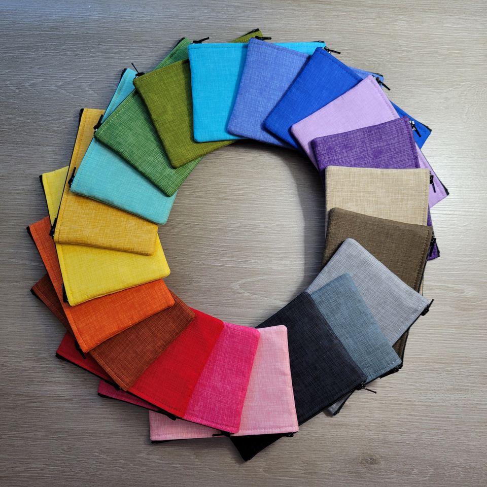 Pick Your Size and Color Solid Color Fabric Zipper Pouch Coin Purse Bag