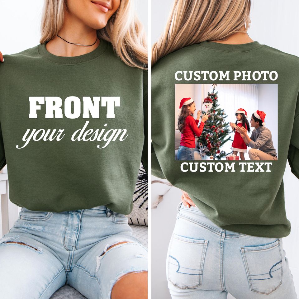 Front Back Custom Photo Sweatshirt & Hoodie, Personalized Gift Double Sided Hoodie, Matching Sweater, Custom Image Kids Sweater, Brand Logo