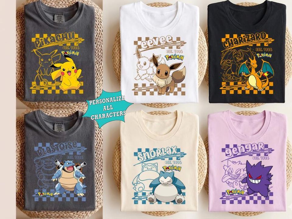 Custom PKM Characters Shirt, Poke Characters Sweatshirt, Anime Embroidery Sweater, Aesthetic Fashion Anime Clothin