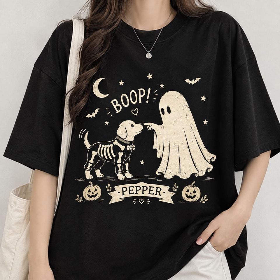 Custom Ghost Dog Sweatshirt, Boo-P Halloween Crewneck, Funny Dog Lover Shirt, Spooky Season Pullover, Pet Owner Halloween Gift