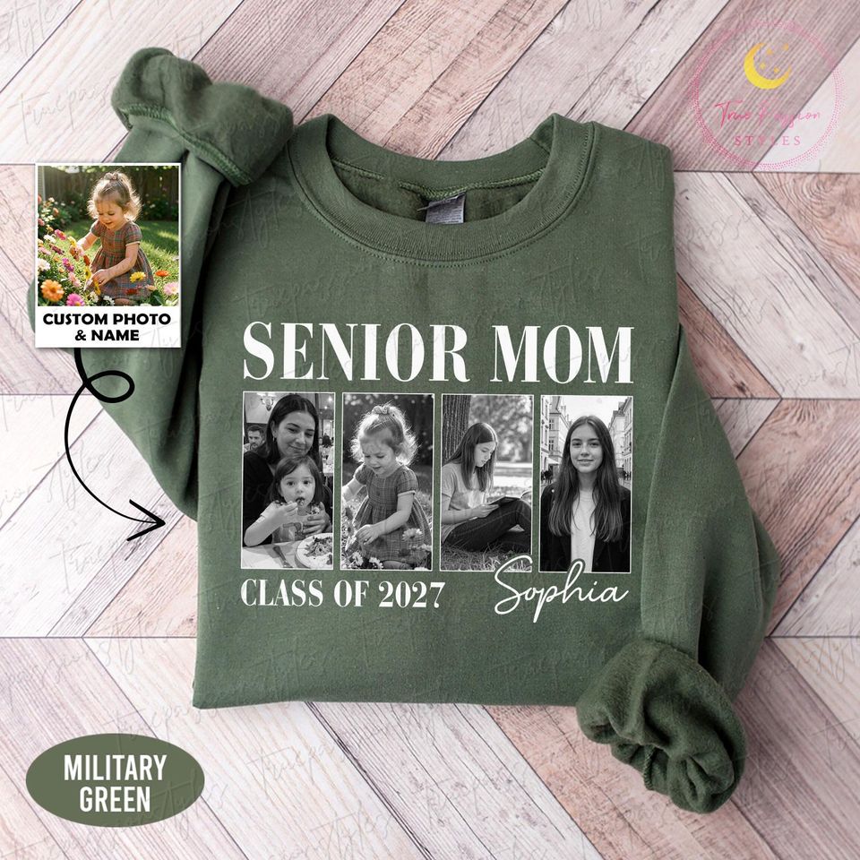 Personalized Senior Mom 2027 Sweatshirt, Custom Photo Class Of 2027 Shirt, Graduation 2027 Gifts, High School Senior 2027 Long Sleeve S06985