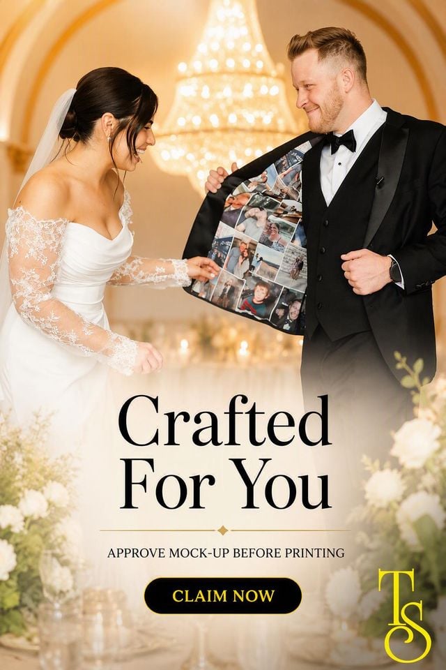 Rush | Custom Photo Collage Suit Lining | Wedding Gift for Groom or Bride | Custom Photo Collage Fabric Panel | Fast Turnaround