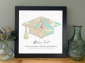 Graduation Cap with Map Inside- Graduation Party Gift, Sentimental Gift for Her, Map Print Grad Gift, Custom College Graduate Gifts