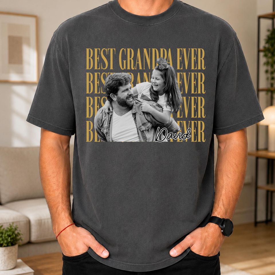 Custom Photo Grandpa Shirt, Personalized Best Grandpa Ever Shirt, Grandpa Picture Sweatshirt Hoodie, Father’s Day Gift for Grandpa