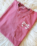 Cute Candy Cane Pocket Tee, Christmas shirts for women, cute Christmas shirt, Candy Cane in pocket tee, Candy Cane Shirt, cute holiday tee