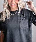 Cute Bats Pocket Tee, Comfort Colors Halloween Shirt