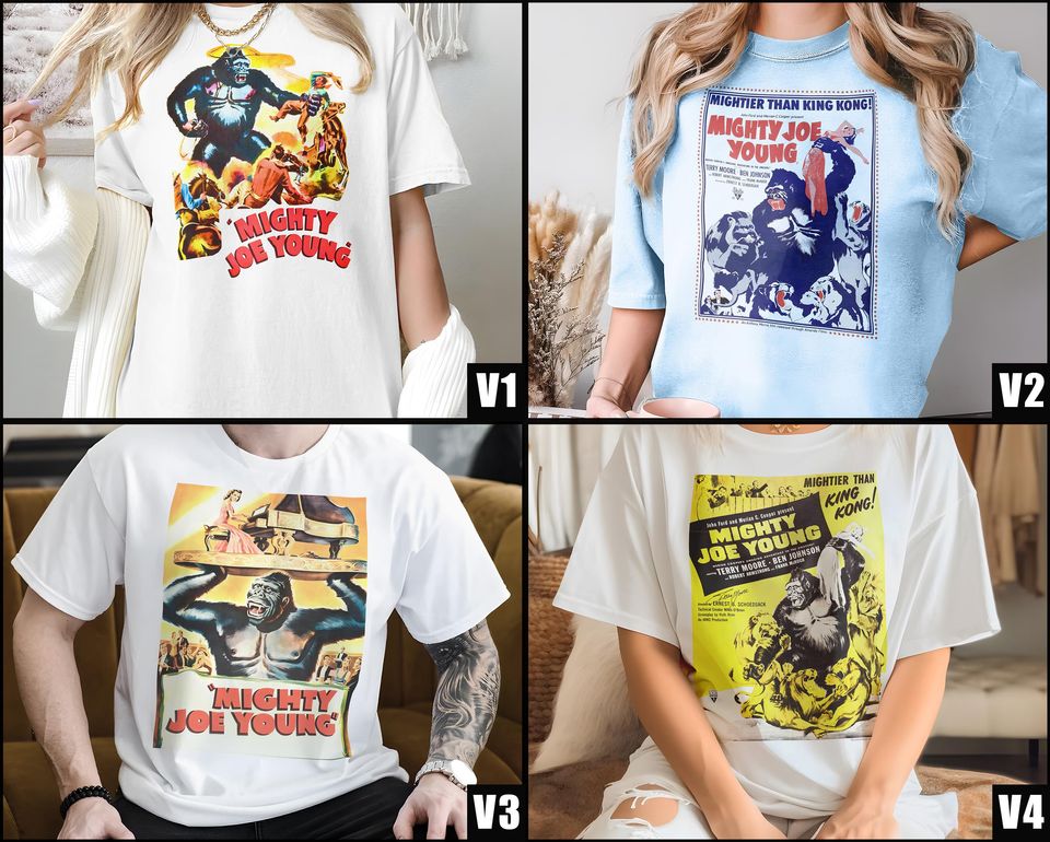 Mighty Joe Young V1-V4 Natural T Shirt movie poster retro vintage Cotton Men's Women's gift present