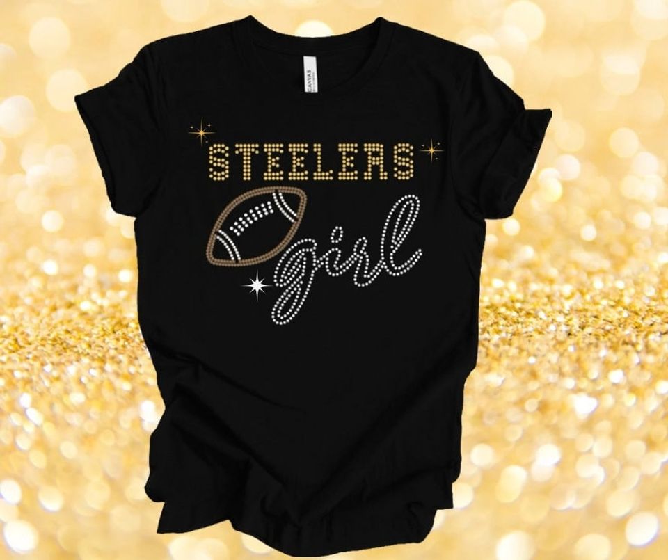 Pittsburgh Steeler | Football | BLINGY rhinestone shirt | Women Rhinestone sparkly shirt | Great Gift | Bling \ Black shirt