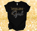Pittsburgh Steeler | Football | BLINGY rhinestone shirt | Women Rhinestone sparkly shirt | Great Gift | Bling \ Black shirt