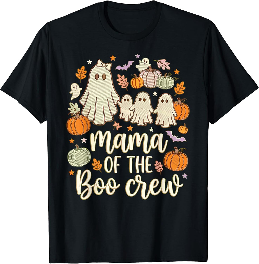 Mama of The Boo Crew Halloween Ghost Mom Pumpkin Fall T-Shirt