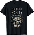 Funny Skeleton There's Skelly in My Belly Pregnant Halloween T-Shirt