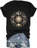 Boho Tops for Women Mystic Moon and Sun Celestial Spiritual Astrology Shirt