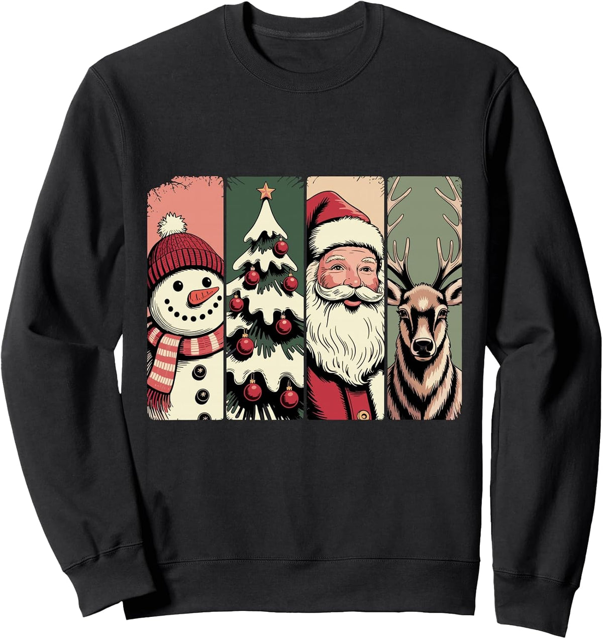 Retro Christmas Vintage Santa Claus Snowman Xmas Holiday Sweatshirt