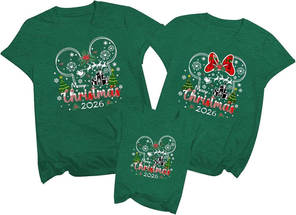 Matching Family Xmas Shirts Merry Christmas Tree Holiday Vacation Tee Tops