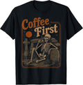 Halloween Coffee First Skeleton Coffee Vintage Halloween T-Shirt