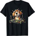 amazing christmas xmas dog christmas light santa hat T-Shirt
