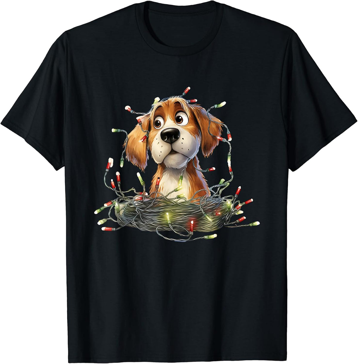 amazing christmas xmas dog christmas light santa hat T-Shirt