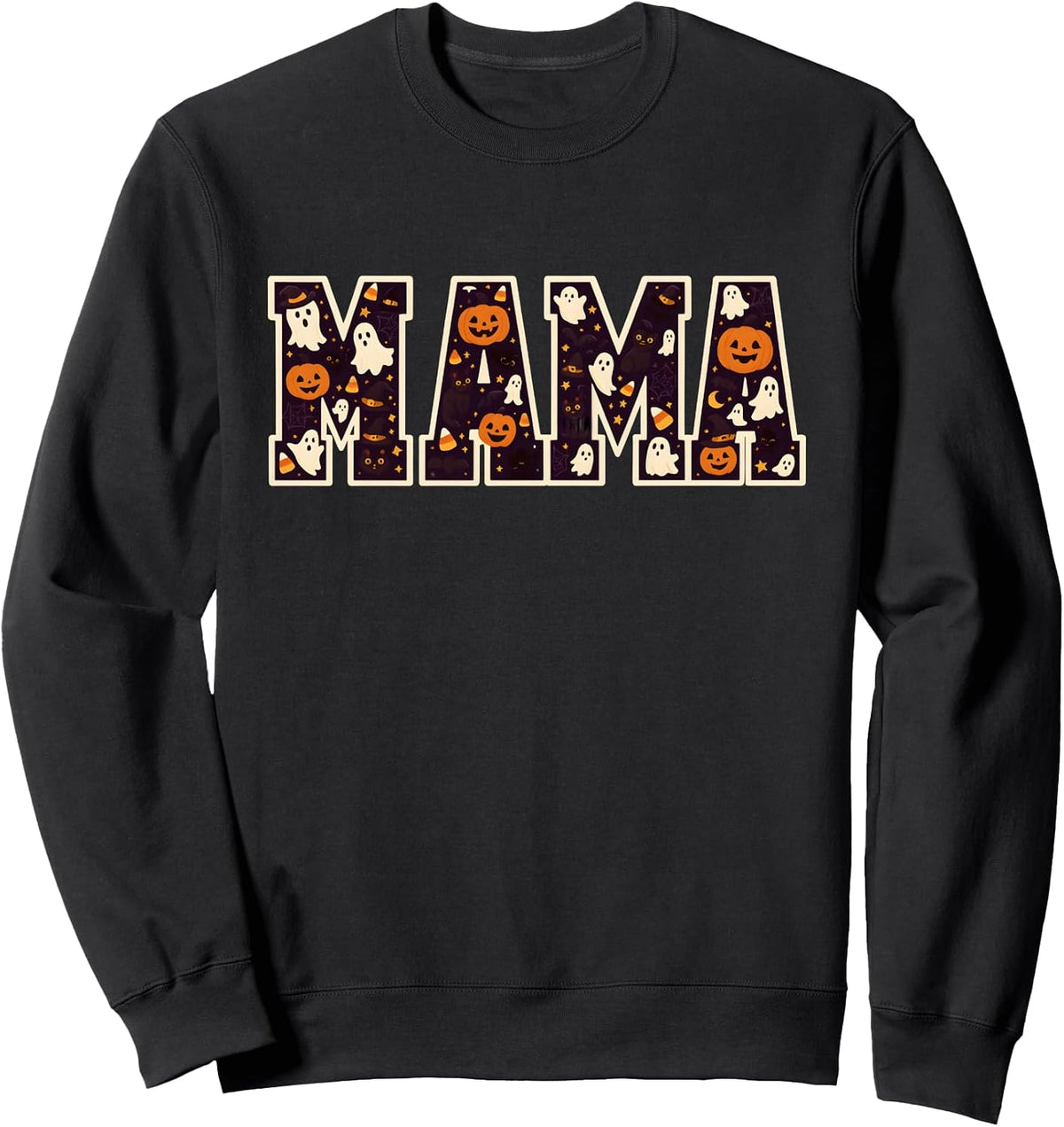 Mama Halloween Pumpkin Ghost Cat For Mom Women Sweatshirt
