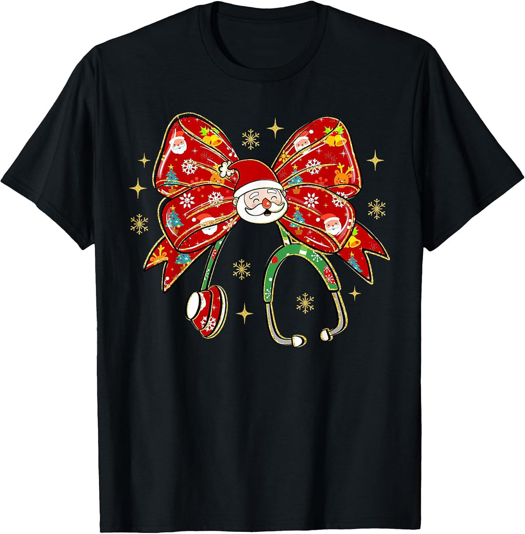 Nurse Christmas Santa Stethoscope Nursing NICU RN LPN T-Shirt