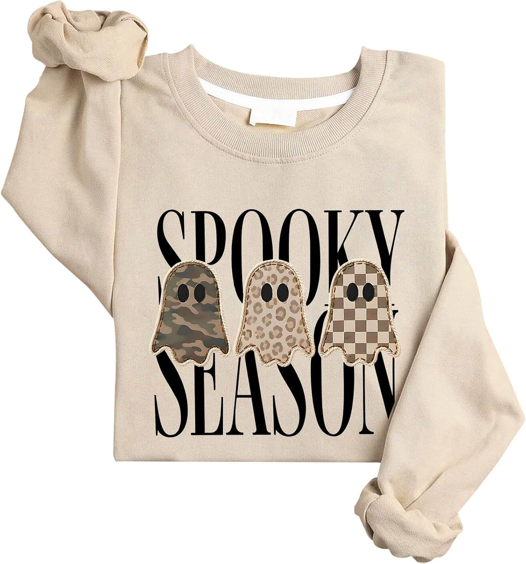 Halloween Spooky Season Sweatshirt & Hoodie Leopard Ghost Sweatshirt for Women