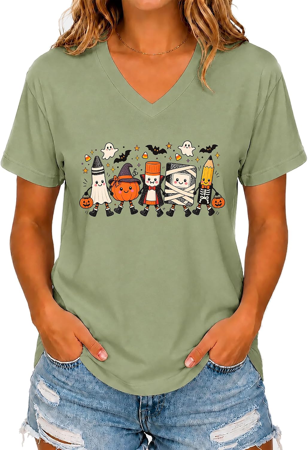 Halloween School Supplies Shirt Funny Teacher Spooky T-Shirt