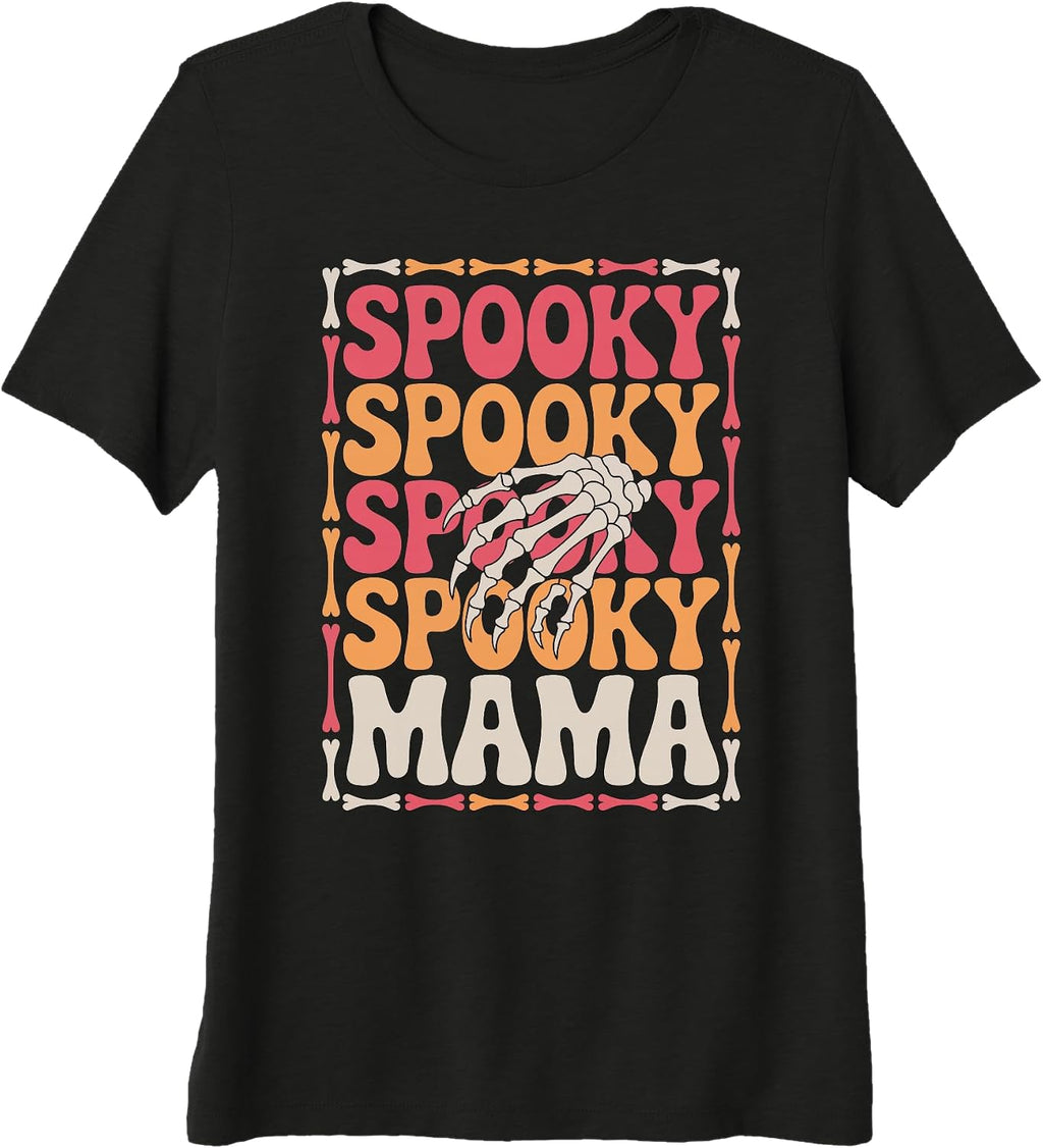 Womens Halloween Spooky Mama Premium Tri-Blend T-Shirt