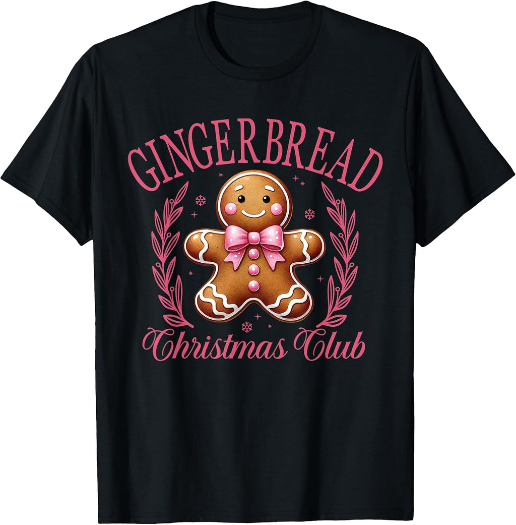 Coquette Bow Pink Gingerbread Christmas Girl Women Xmas T-Shirt