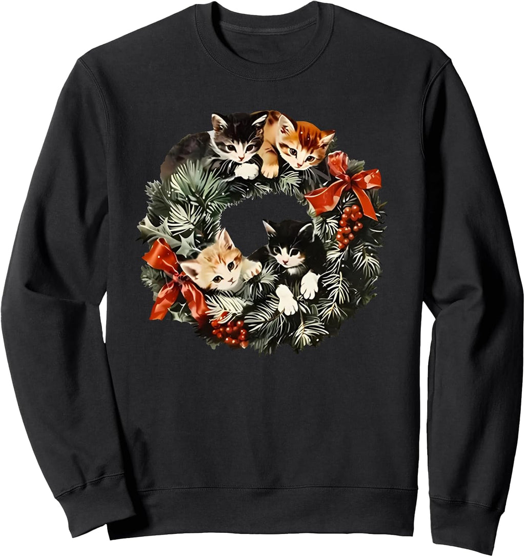 vintage 90s cat christmas Sweatshirt