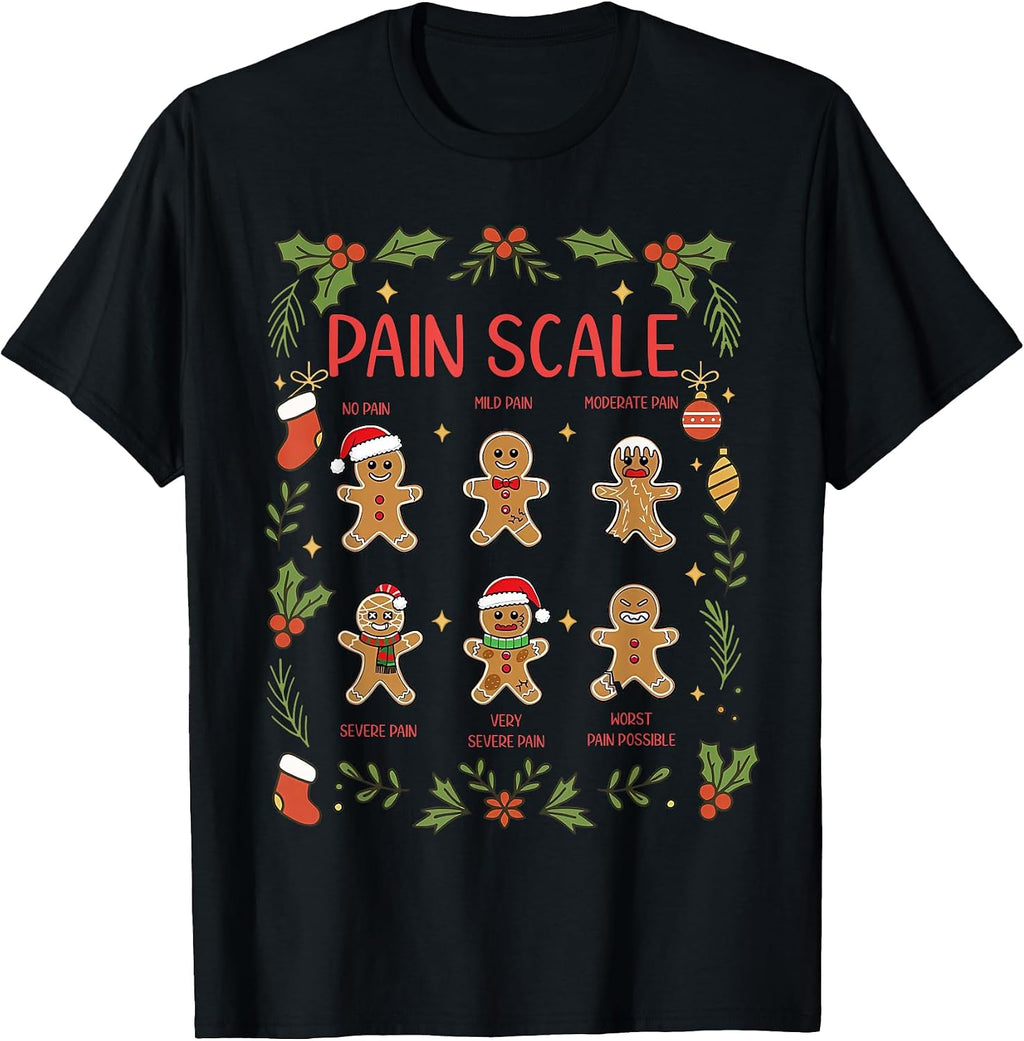 Pain Scale Gingerbread Assessment RN ER Nurse Christmas T-Shirt