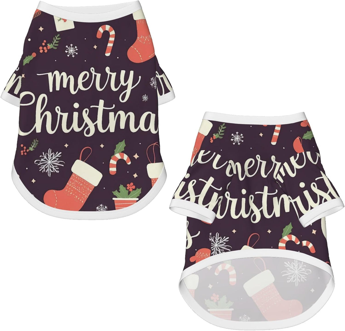 Merry Christmas 2 Print Dog T-Shirt
