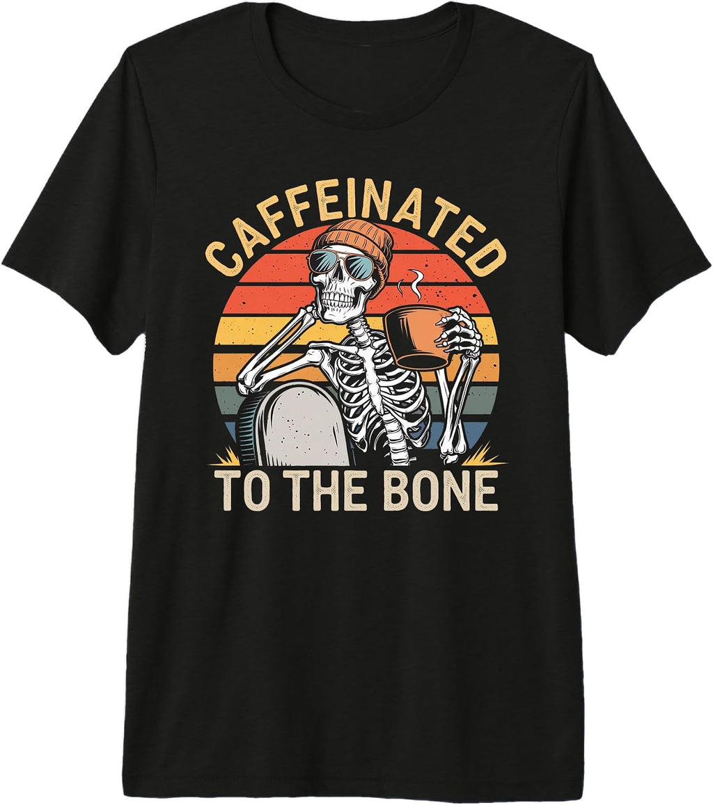 Cool Skeleton Caffeinated To The Bone with Coffee Mug Premium Tri-blend T-Shirt