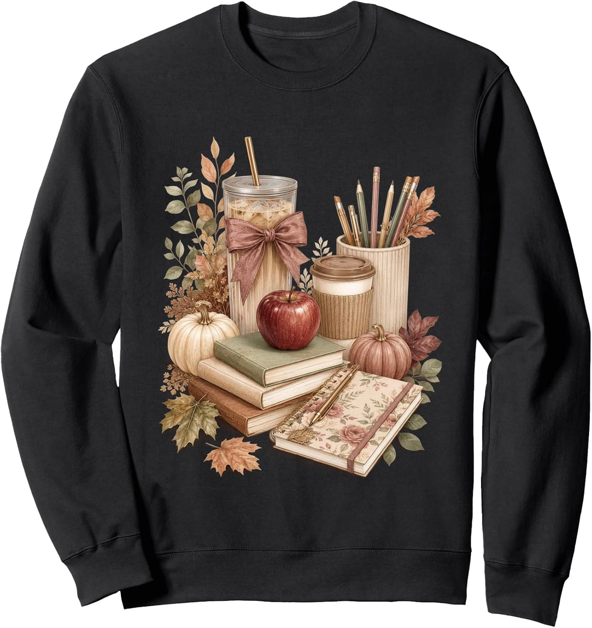 Autumn Teacher Coffee Books Pumpkin Classroom Aesthetic Sweatshirt