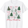 Coquette Merry Christmas Bows Christmas Tree Holiday Girls T-Shirt