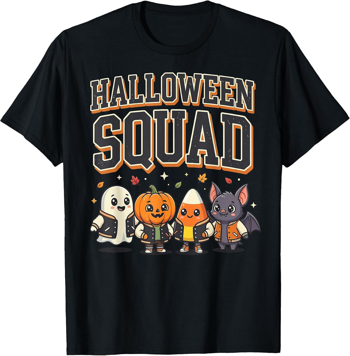 Halloween Squad Pumpkin Ghost Candy Corn Bat T-Shirt