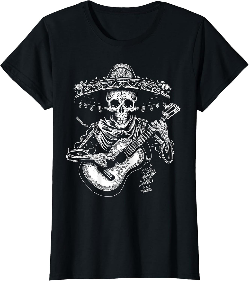 Dia de Los Muertos Skeleton Mariachi Guitar Day of The Dead T-Shirt
