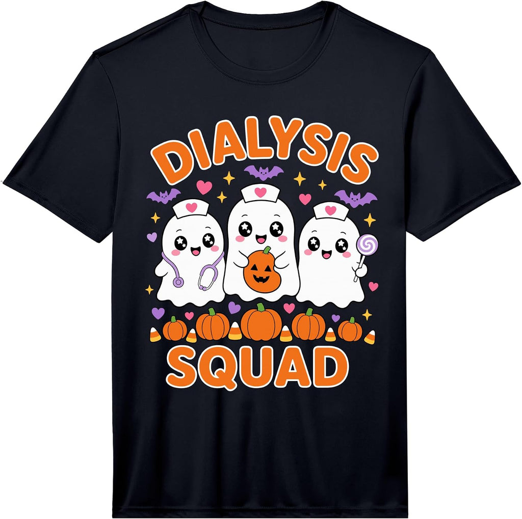 Men's Halloween Dialysis Squad Kawaii Ghost Dialysis Nurse Performance T-Shirt