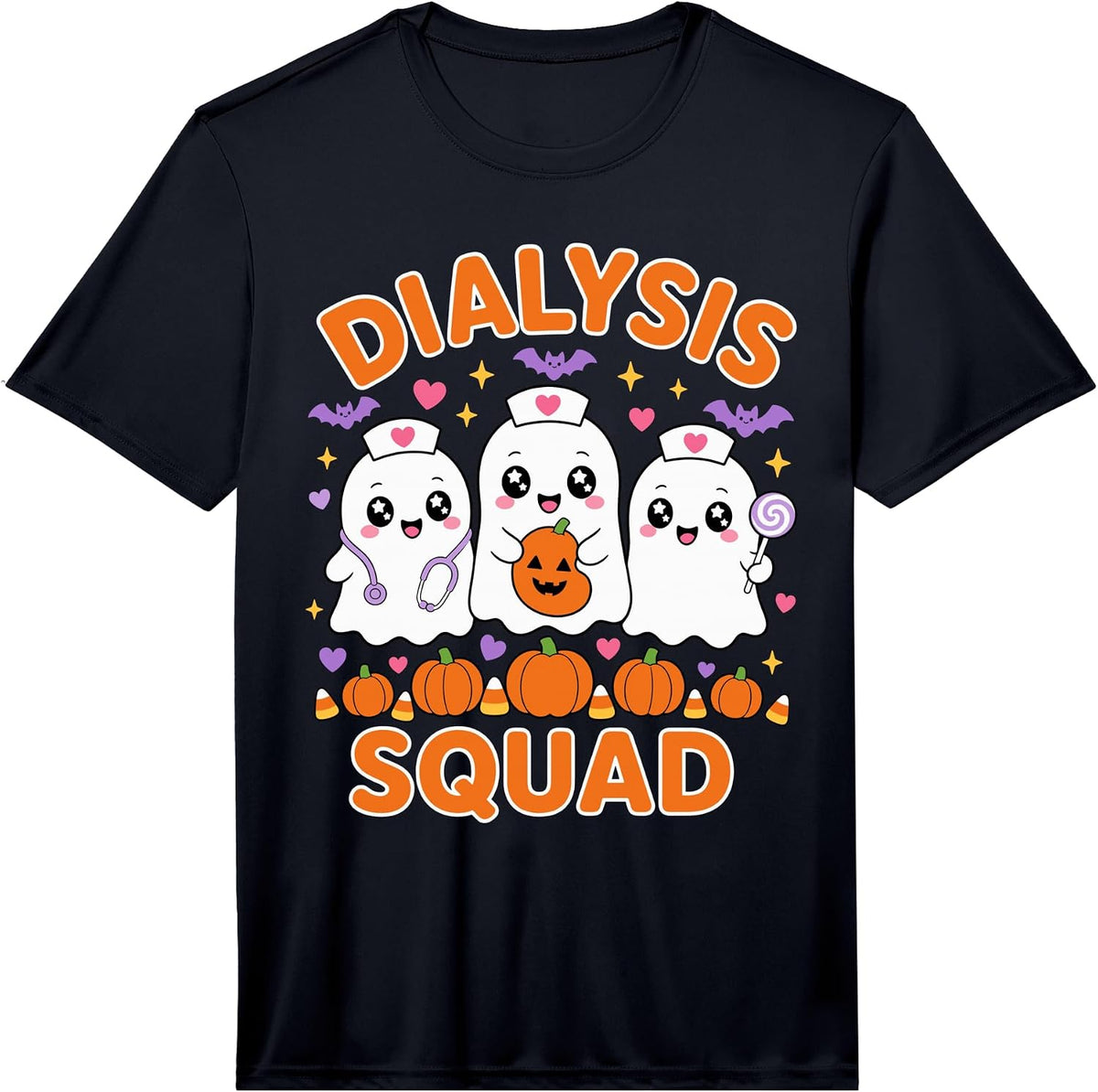 Men's Halloween Dialysis Squad Kawaii Ghost Dialysis Nurse Performance T-Shirt