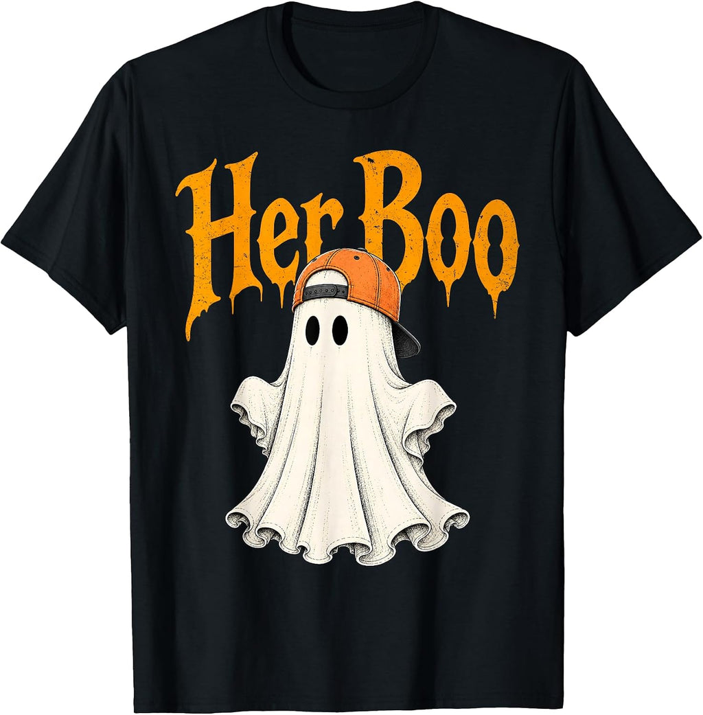 Her Boo and His Boo Funny Matching Halloween Couples T-Shirt
