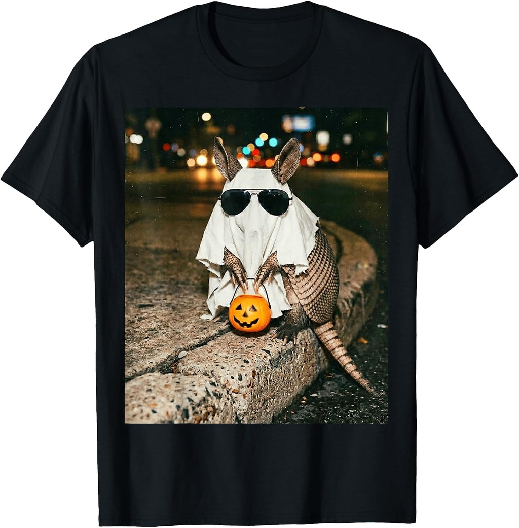 Ghost Costume Armadillo Trick or Treat Funny Halloween Meme T-Shirt