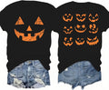 Halloween Pumpkin Shirts for Women Funny Spooky Pumpkin Face Tees