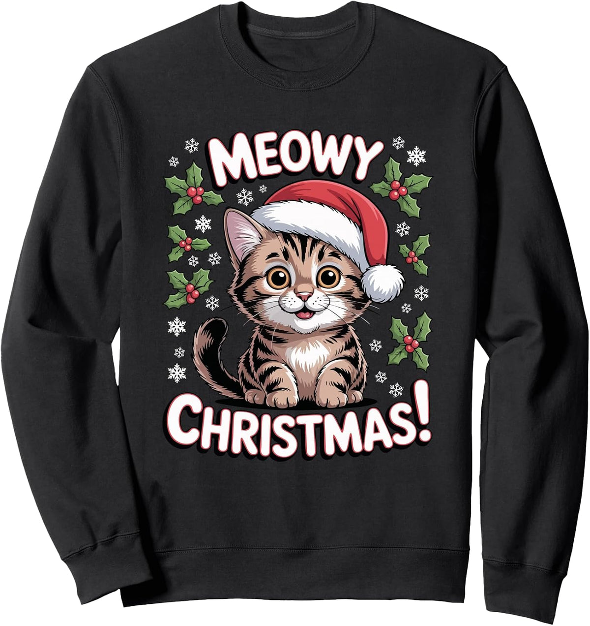 Cute Cat Kitten Funny Holiday Meowy Christmas Sweatshirt
