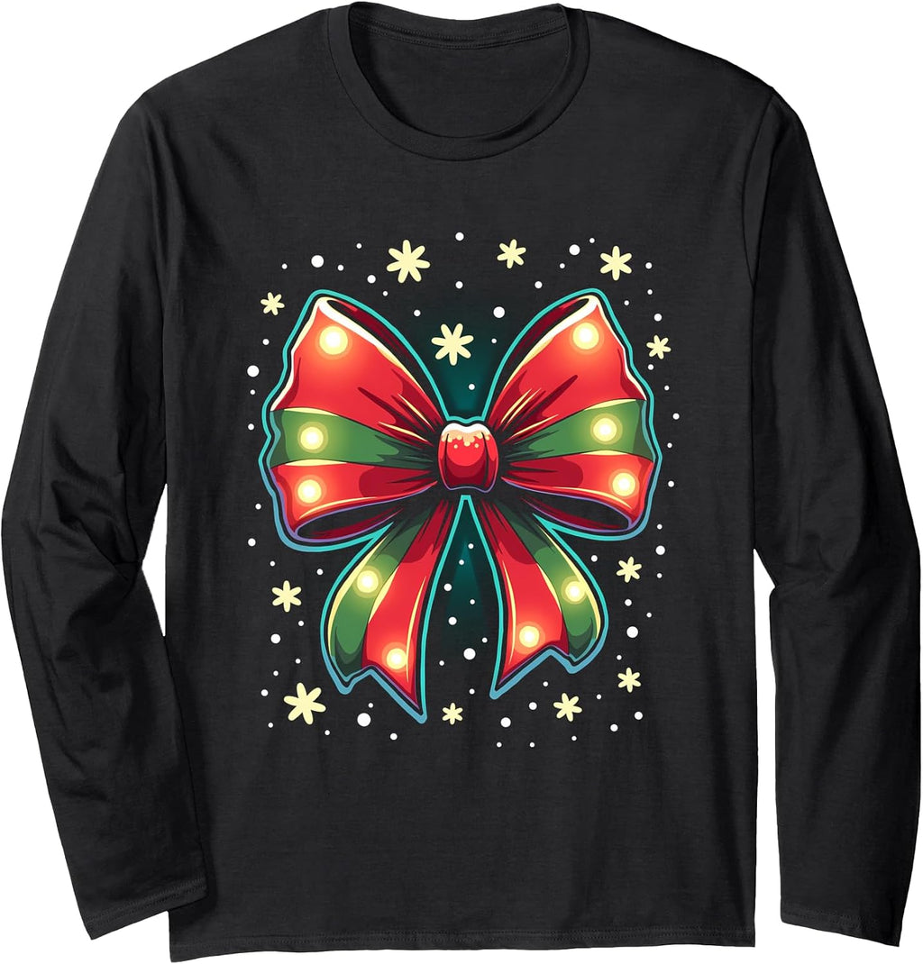 Christmas Coquette Bow Xmas Santa Bow Coquette Xmas Long Sleeve T-Shirt