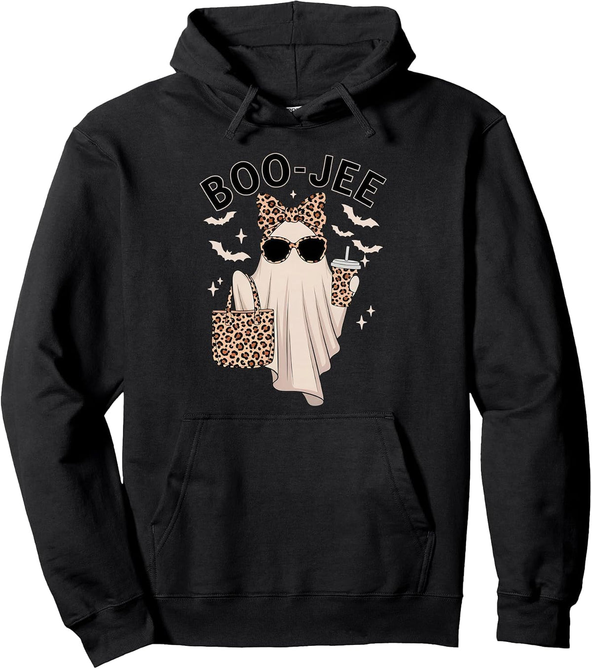 Coquette Leopard Ghost Coffee Boo-Jee Halloween Boujee Ghost Pullover Hoodie