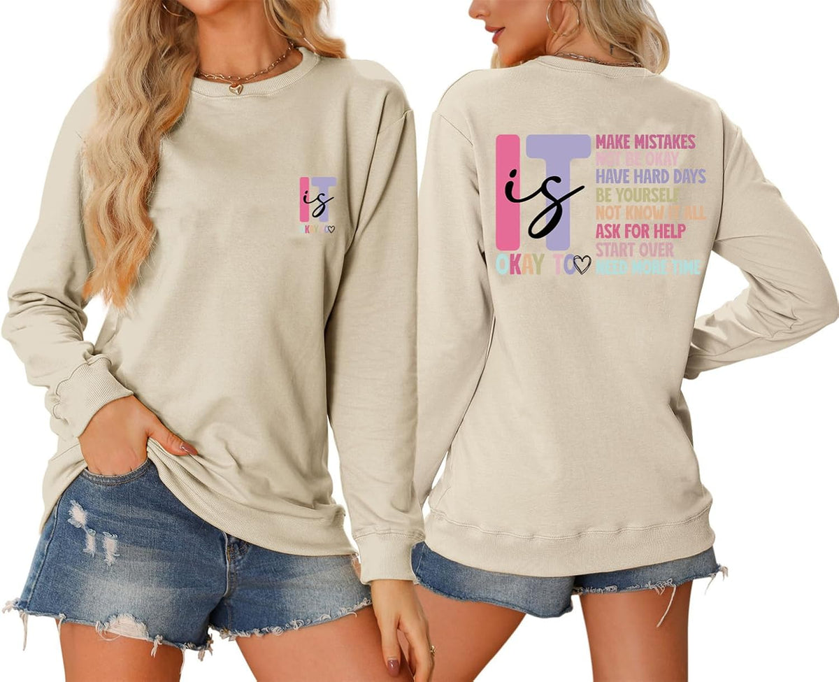 Teacher Sweatshirt for Women It's Okay to Make Mistakes Graphic Tee