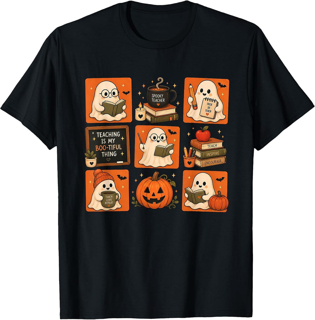 Halloween Teacher Spooky Teachers Club Boo Ghost Men Women T-Shirt
